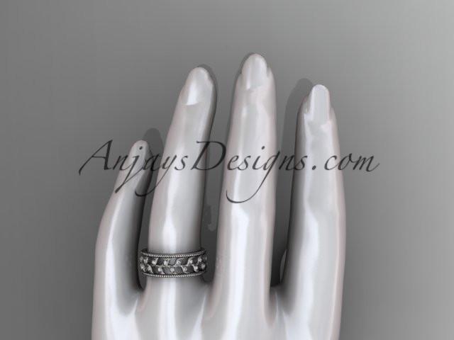 platinum diamond leaf and vine wedding ring, engagement ring, wedding band ADLR46 - AnjaysDesigns