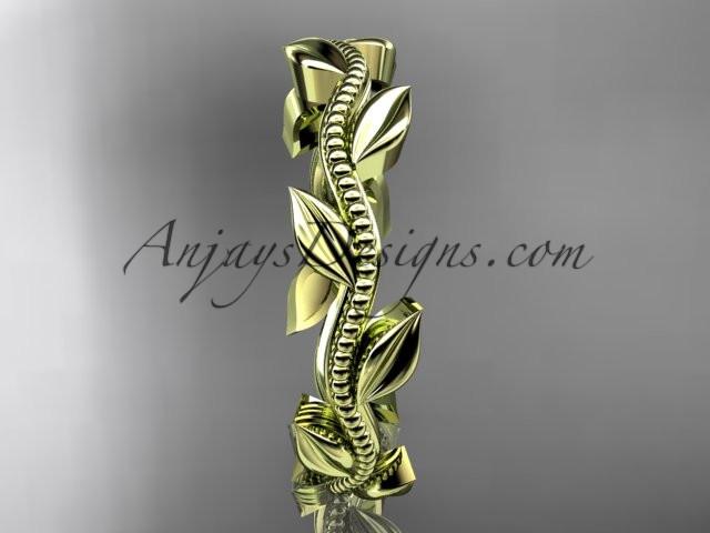 14k yellow gold leaf and vine wedding band,engagement ring ADLR4G - AnjaysDesigns