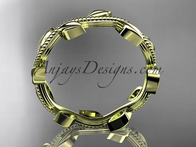 14k yellow gold leaf and vine wedding band,engagement ring ADLR4G - AnjaysDesigns