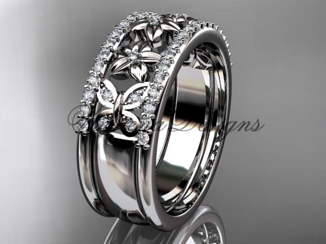 Platinum diamond engagement ring, butterfly engagement ring ADLR500B