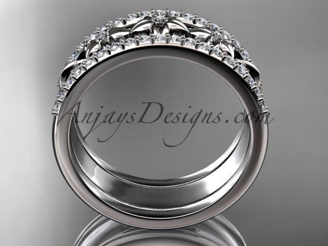 platinum diamond engagement ring, butterfly engagement ring, flower wedding band ADLR500B - AnjaysDesigns
