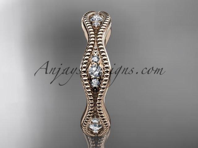 14kt rose gold diamond leaf and vine wedding ring, engagement ring, wedding band ADLR50 - AnjaysDesigns