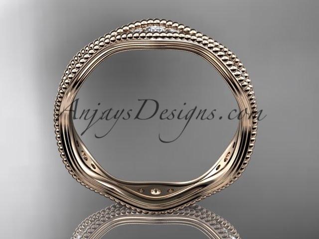 14kt rose gold diamond leaf and vine wedding ring, engagement ring, wedding band ADLR50 - AnjaysDesigns