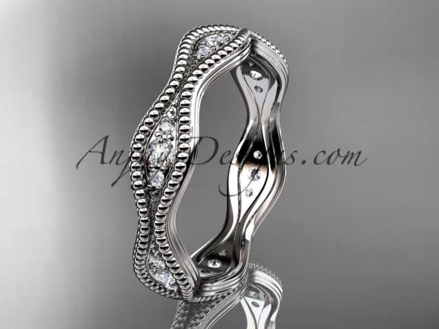 platinum diamond leaf and vine wedding ring, engagement ring, wedding band ADLR50 - AnjaysDesigns