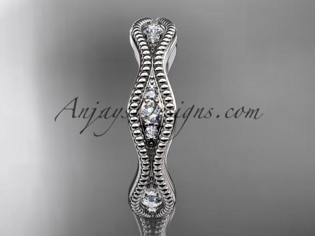 platinum diamond leaf and vine wedding ring, engagement ring, wedding band ADLR50 - AnjaysDesigns