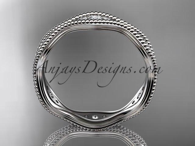 platinum diamond leaf and vine wedding ring, engagement ring, wedding band ADLR50 - AnjaysDesigns