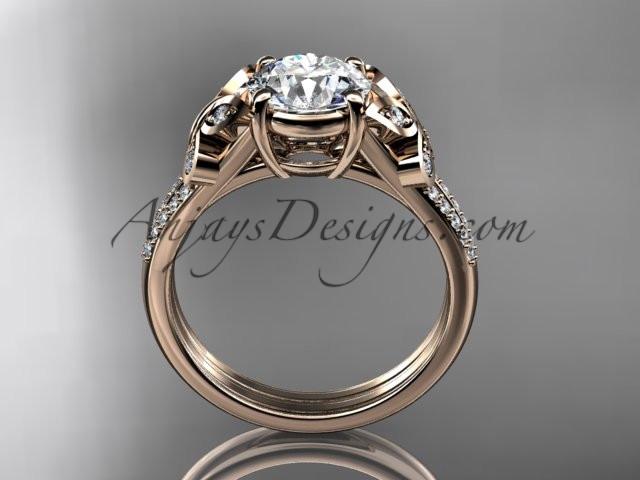 14kt rose gold diamond unique engagement ring, butterfly ring, wedding ring ADLR514 - AnjaysDesigns