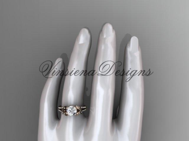 14kt rose gold diamond engagement ring, butterfly ring,  One Moissanite ADLR514