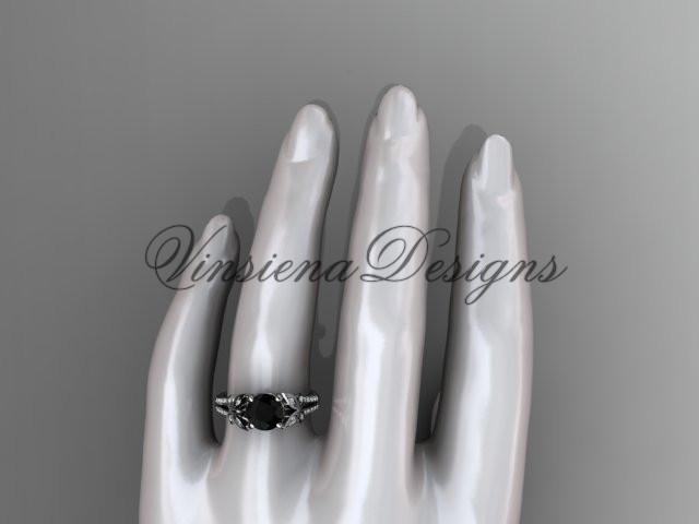 Platinum diamond engagement ring, butterfly ring, enhanced Black Diamond ADLR514