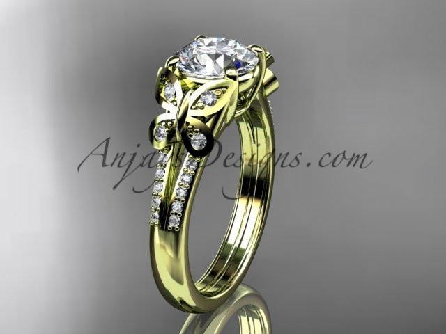 14kt yellow gold diamond unique engagement ring, butterfly ring, wedding ring ADLR514 - AnjaysDesigns
