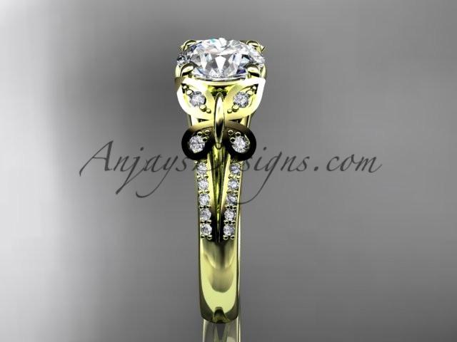 14kt yellow gold diamond unique engagement ring, butterfly ring, wedding ring ADLR514 - AnjaysDesigns