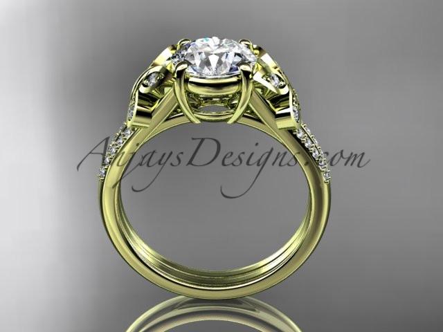 14kt yellow gold diamond unique engagement ring, butterfly ring, wedding ring ADLR514 - AnjaysDesigns