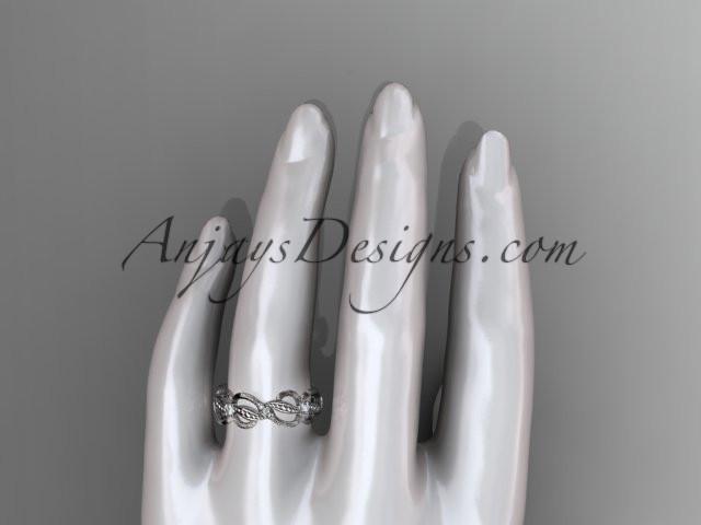 Platinum diamond leaf and vine wedding ring, engagement ring, wedding band ADLR52B - AnjaysDesigns