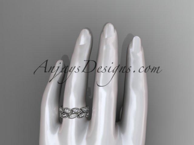 platinum diamond leaf wedding ring, engagement ring, wedding band. nature inspired jewelry  ADLR54 - AnjaysDesigns