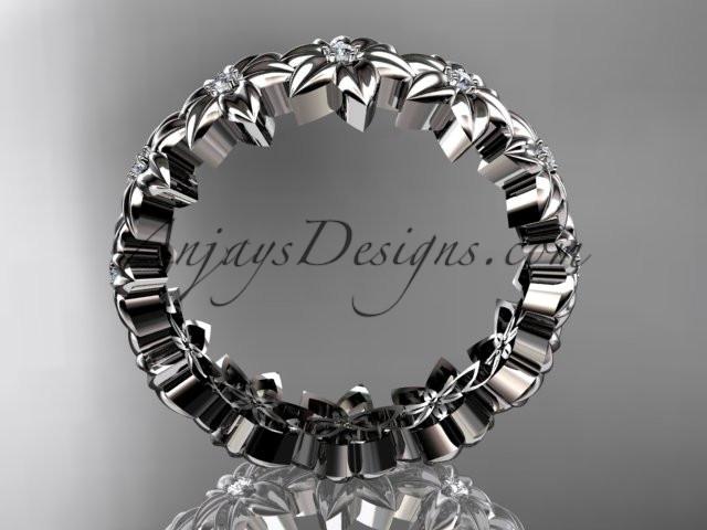 14kt white gold diamond flower wedding ring, engagement ring, wedding band ADLR57 - AnjaysDesigns