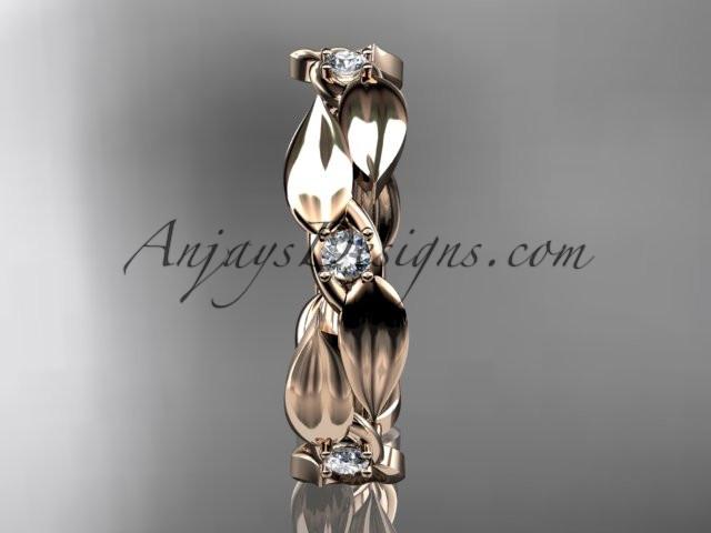 14k rose gold diamond leaf and vine wedding ring, engagement band ADLR58B - AnjaysDesigns, Spring Collection - Jewelry, Anjays Designs - AnjaysDesigns, AnjaysDesigns - AnjaysDesigns.co, 