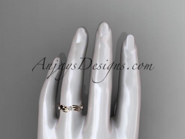 14k rose gold diamond leaf and vine wedding ring, engagement band ADLR58B - AnjaysDesigns, Spring Collection - Jewelry, Anjays Designs - AnjaysDesigns, AnjaysDesigns - AnjaysDesigns.co, 