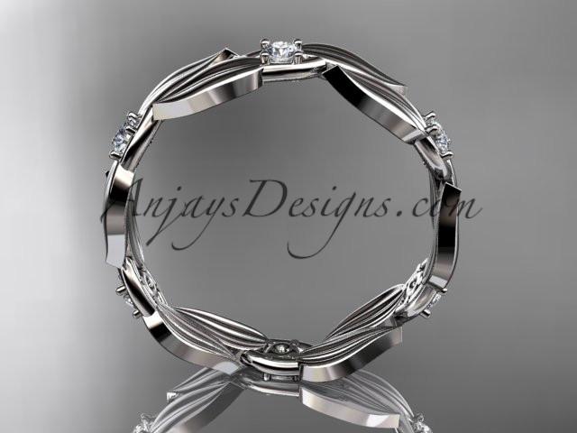 platinum diamond leaf and vine wedding ring, engagement band ADLR58B - AnjaysDesigns