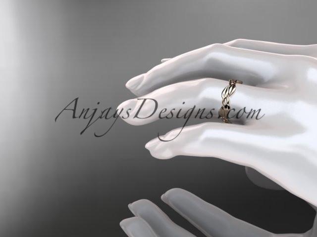14k rose gold leaf and vine wedding band, engagement ring ADLR58G - AnjaysDesigns