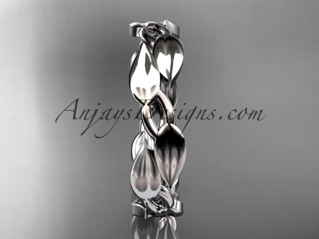 platinum leaf and vine wedding band, engagement ring ADLR58G - AnjaysDesigns