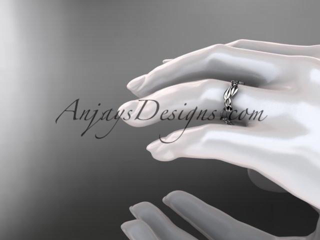 platinum leaf and vine wedding band, engagement ring ADLR58G - AnjaysDesigns