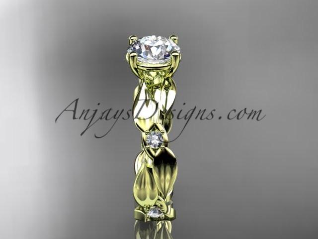 14kt yellow gold diamond leaf and vine wedding ring,engagement ring ADLR58 - AnjaysDesigns