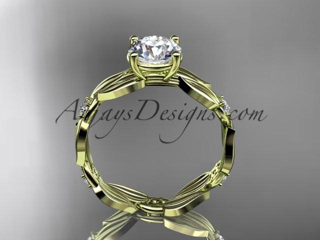 14kt yellow gold diamond leaf and vine wedding ring,engagement ring ADLR58 - AnjaysDesigns