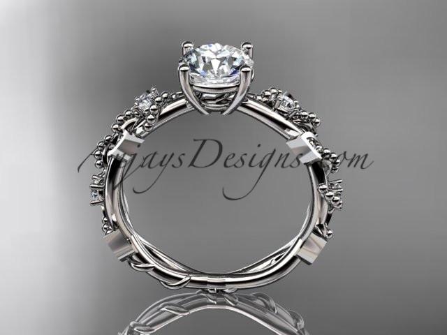 platinum diamond leaf and vine wedding ring, engagement ring ADLR59 - AnjaysDesigns