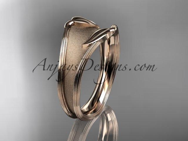 14kt rose gold leaf and vine wedding ring, engagement ring, wedding band ADLR60 - AnjaysDesigns