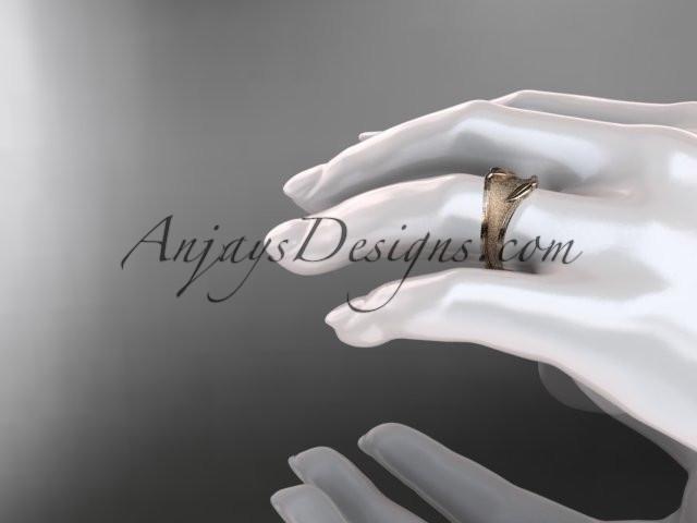 14kt rose gold leaf and vine wedding ring, engagement ring, wedding band ADLR60 - AnjaysDesigns