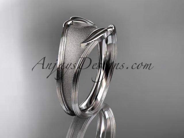 Platinum leaf and vine wedding ring, engagement ring, wedding band ADLR60 - AnjaysDesigns