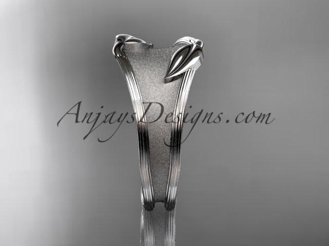 Platinum leaf and vine wedding ring, engagement ring, wedding band ADLR60 - AnjaysDesigns