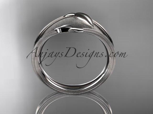 Platinum leaf and vine wedding ring, engagement ring, wedding band ADLR60 - AnjaysDesigns