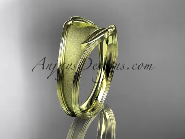 14kt yellow gold leaf and vine wedding ring, engagement ring, wedding band ADLR60 - AnjaysDesigns