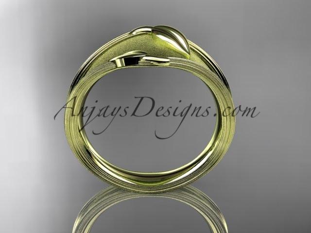 14kt yellow gold leaf and vine wedding ring, engagement ring, wedding band ADLR60 - AnjaysDesigns