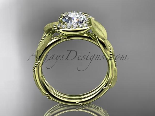 14kt yellow gold diamond leaf and vine wedding ring, engagement ring ADLR65 - AnjaysDesigns