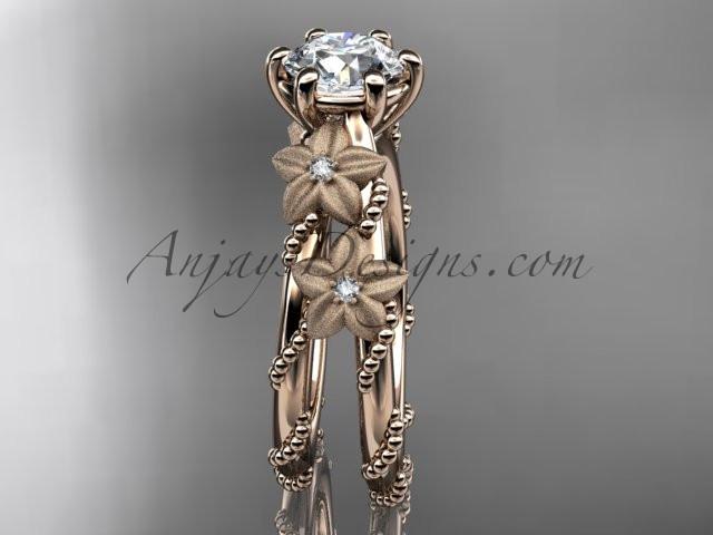 14kt rose  gold diamond floral, leaf and vine wedding ring, engagement ring ADLR66 - AnjaysDesigns