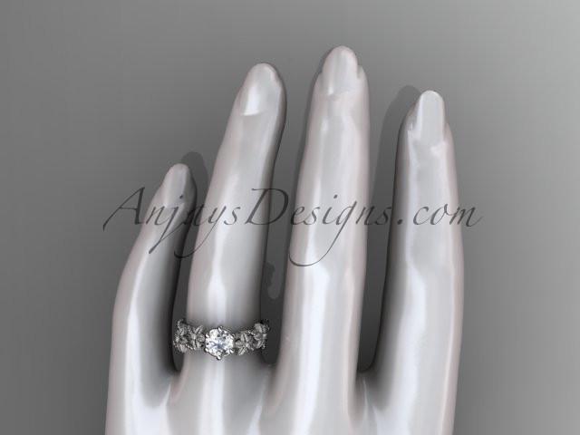 Platinum diamond floral, leaf and vine wedding ring, engagement ring ADLR66 - AnjaysDesigns
