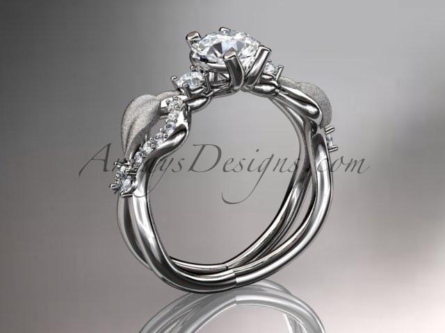 platinum diamond leaf and vine wedding ring, engagement ring, wedding band ADLR68 - AnjaysDesigns