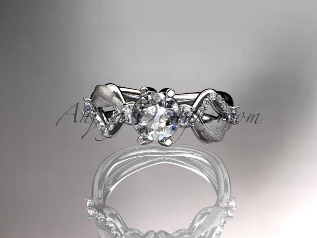 platinum diamond leaf and vine wedding ring, engagement ring, wedding band ADLR68 - AnjaysDesigns