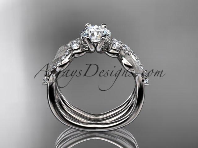platinum diamond leaf and vine wedding ring, engagement set ADLR68S - AnjaysDesigns