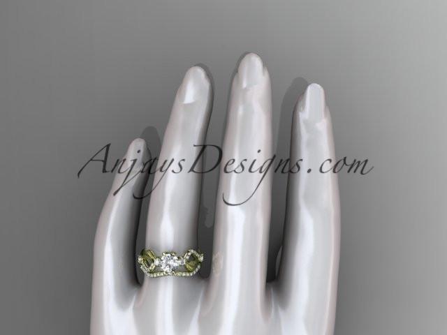 14kt yellow gold diamond leaf and vine wedding ring, engagement set ADLR68S - AnjaysDesigns