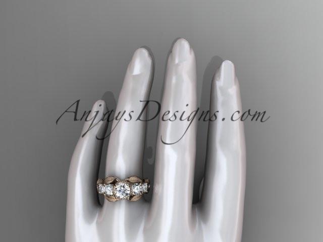 14kt rose gold diamond floral, leaf and vine wedding ring, engagement ring ADLR69 - AnjaysDesigns