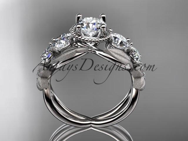 Platinum diamond floral, leaf and vine wedding ring, engagement ring ADLR69 - AnjaysDesigns