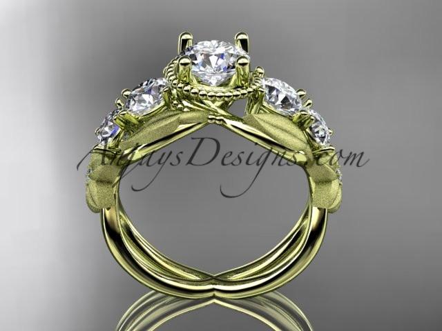 14kt yellow gold diamond floral, leaf and vine wedding ring, engagement ring ADLR69 - AnjaysDesigns