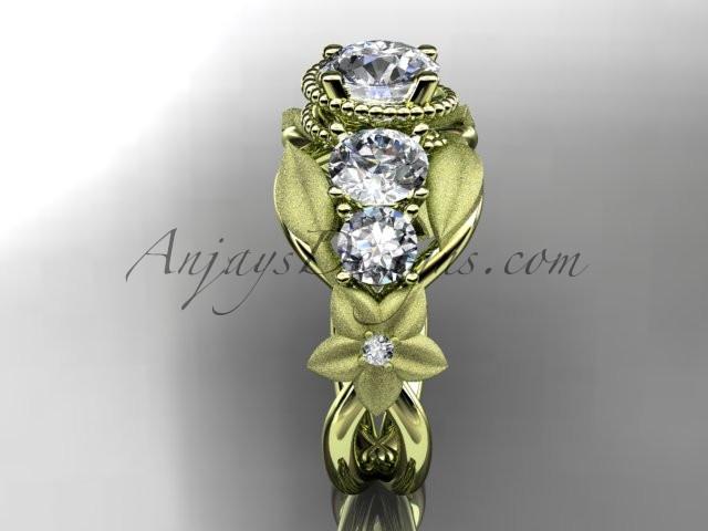 14kt yellow gold diamond floral, leaf and vine wedding ring, engagement ring ADLR69 - AnjaysDesigns