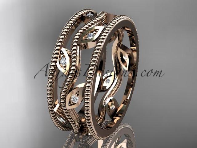 14k rose gold diamond leaf and vine wedding band,engagement ring ADLR7B - AnjaysDesigns, Diamond Wedding Bands - Jewelry, Anjays Designs - AnjaysDesigns, AnjaysDesigns - AnjaysDesigns.co, 