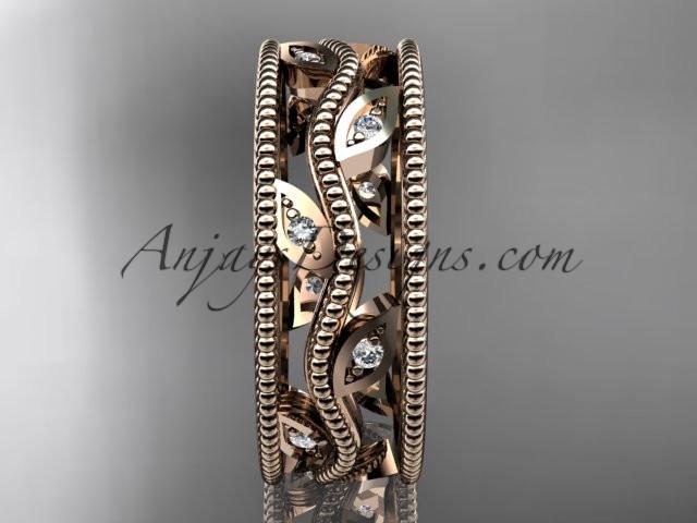14k rose gold diamond leaf and vine wedding band,engagement ring ADLR7B - AnjaysDesigns, Diamond Wedding Bands - Jewelry, Anjays Designs - AnjaysDesigns, AnjaysDesigns - AnjaysDesigns.co, 