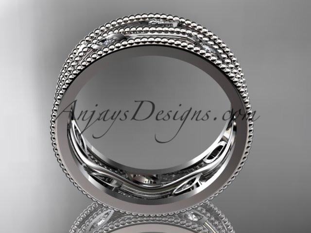 platinum  diamond leaf and vine wedding band,engagement ring ADLR7B - AnjaysDesigns