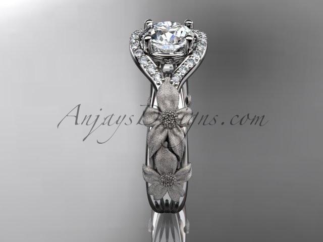 platinum diamond leaf and vine wedding ring, engagement ring ADLR85 - AnjaysDesigns
